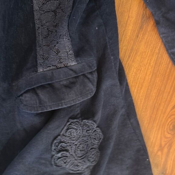 NWT Sacred threads navy indigo lightweight corduroy corduroy and lace embellishe - Picture 4 of 6